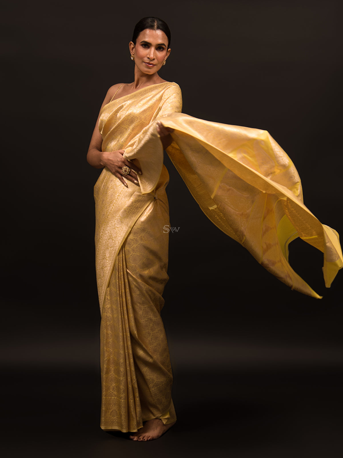 Pastel Yellow Brocade Katan Silk Handloom Banarasi Saree - Sacred Weaves