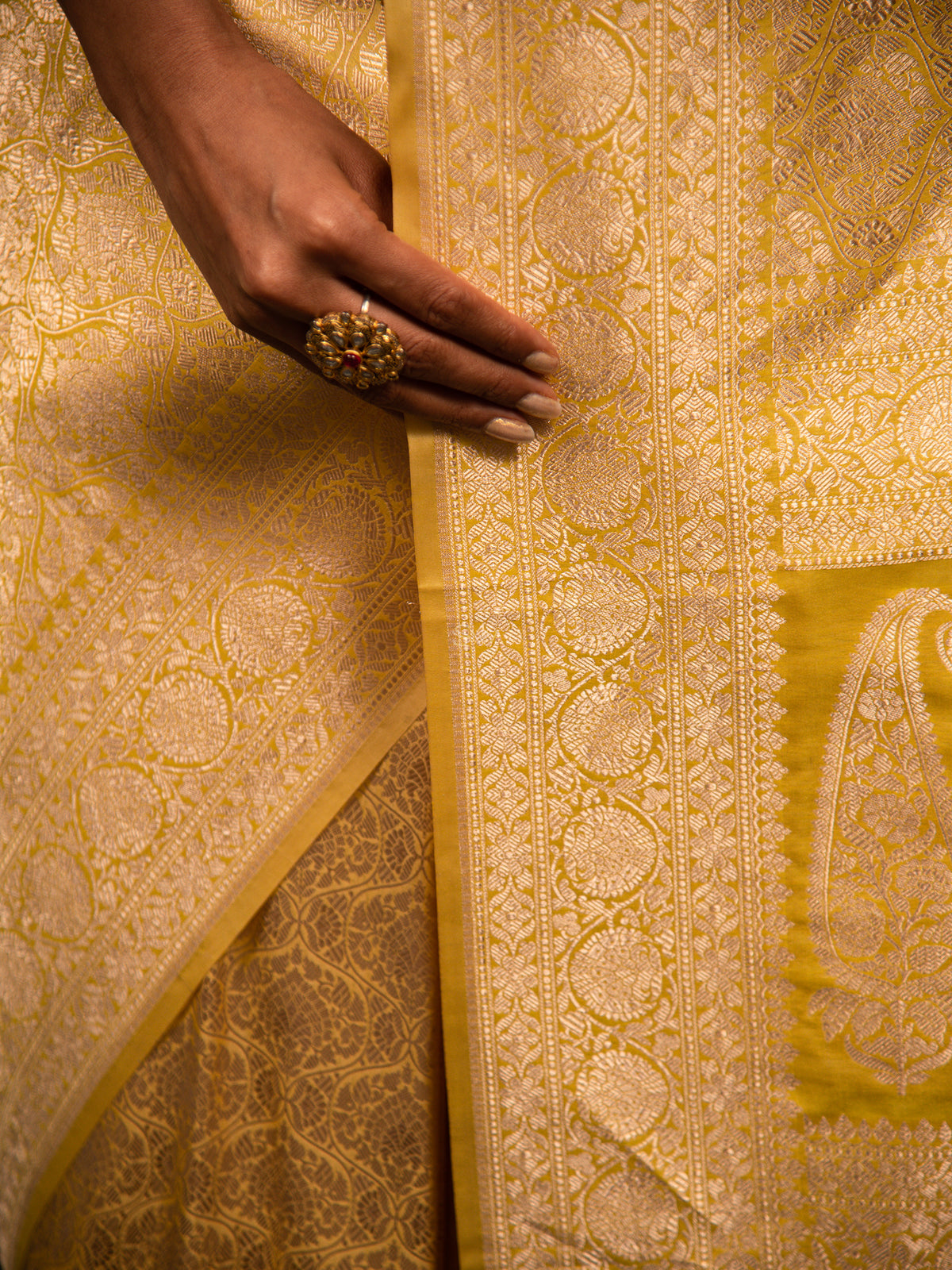 Pastel Yellow Brocade Katan Silk Handloom Banarasi Saree - Sacred Weaves