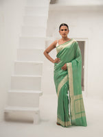 Green Tissue Katan Silk Handloom Banarasi Saree - Sacred Weaves