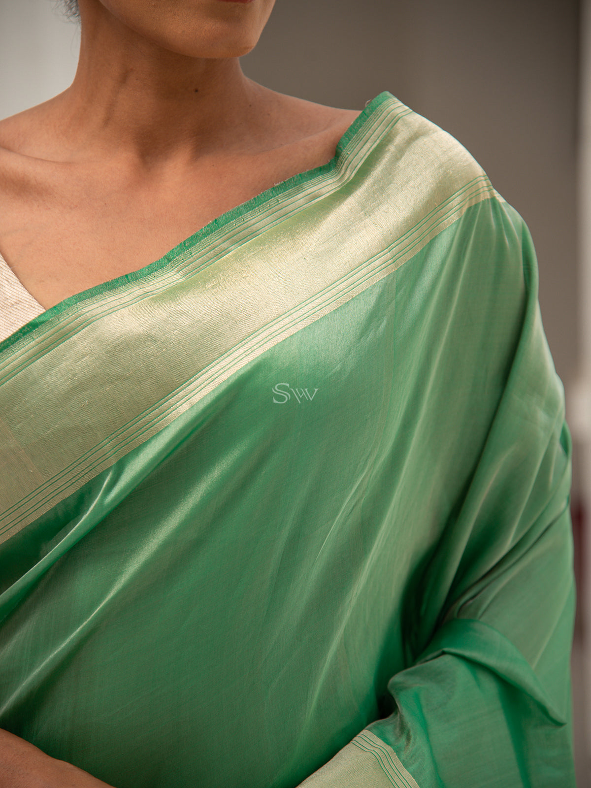 Green Tissue Katan Silk Handloom Banarasi Saree - Sacred Weaves