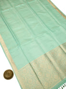 Mint Green Tissue Katan Silk Handloom Banarasi Saree - Sacred Weaves
