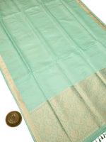Mint Green Tissue Katan Silk Handloom Banarasi Saree - Sacred Weaves