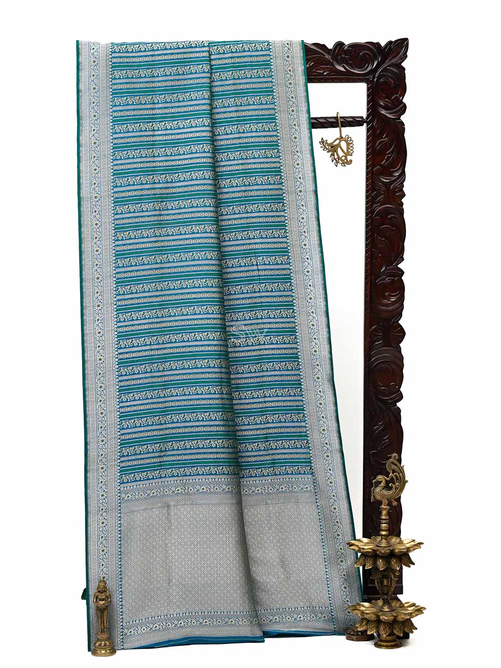 Peacock Green Meenakari Katan Silk Handloom Banarasi Saree - Sacred Weaves
