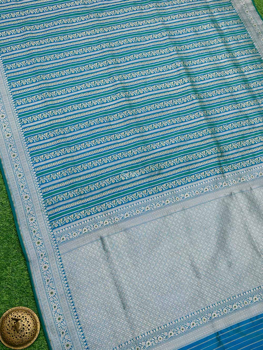 Peacock Green Meenakari Katan Silk Handloom Banarasi Saree - Sacred Weaves