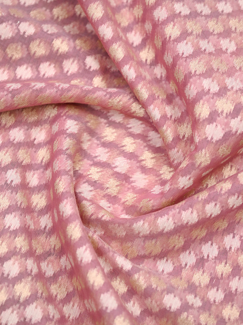 Onion Pink Zari Booti Cotton Silk Handloom Banarasi Saree - Sacred Weaves