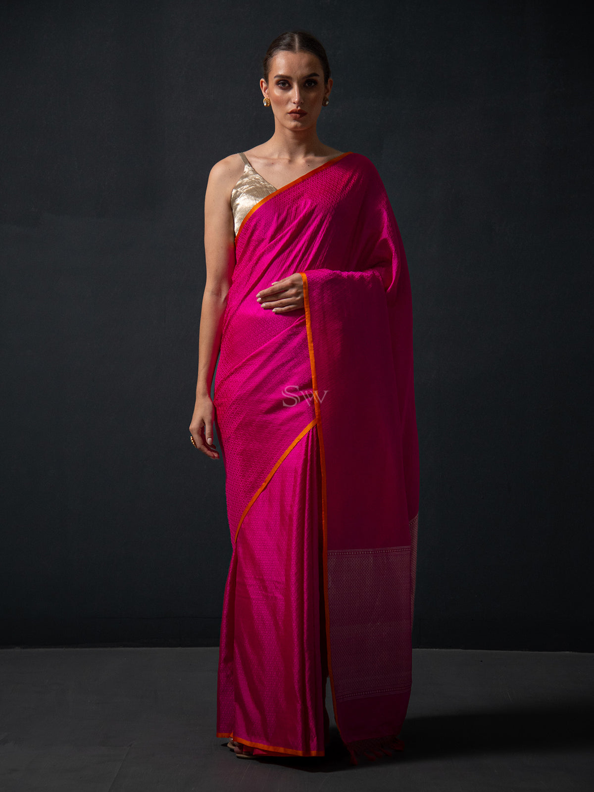 Magenta Satin Tanchoi Handloom Banarasi Saree - Sacred Weaves