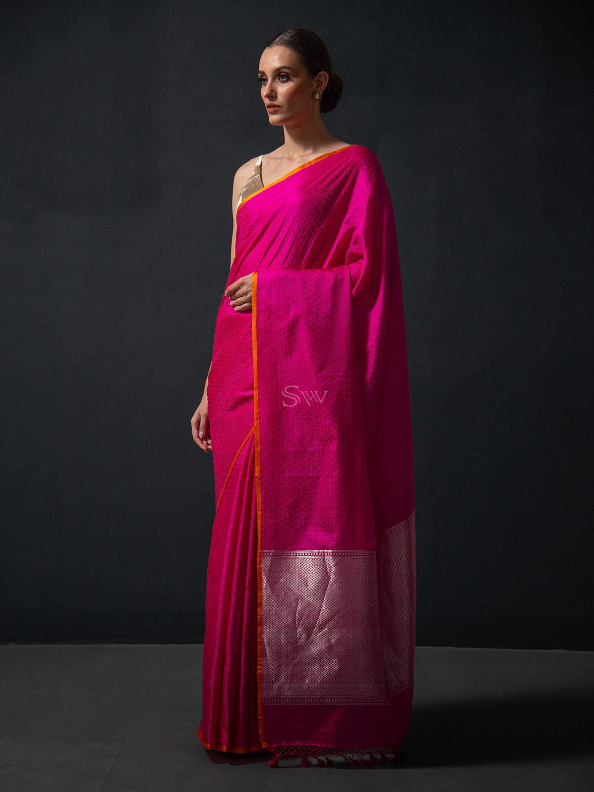 Magenta Satin Tanchoi Handloom Banarasi Saree - Sacred Weaves