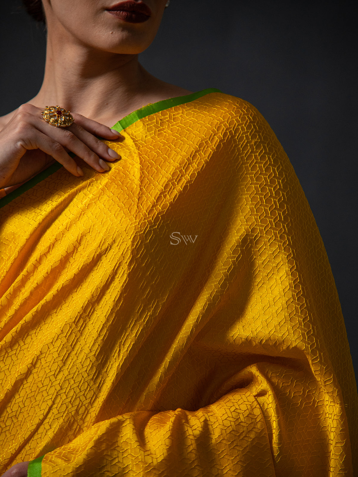 Yellow Satin Tanchoi Handloom Banarasi Saree - Sacred Weaves