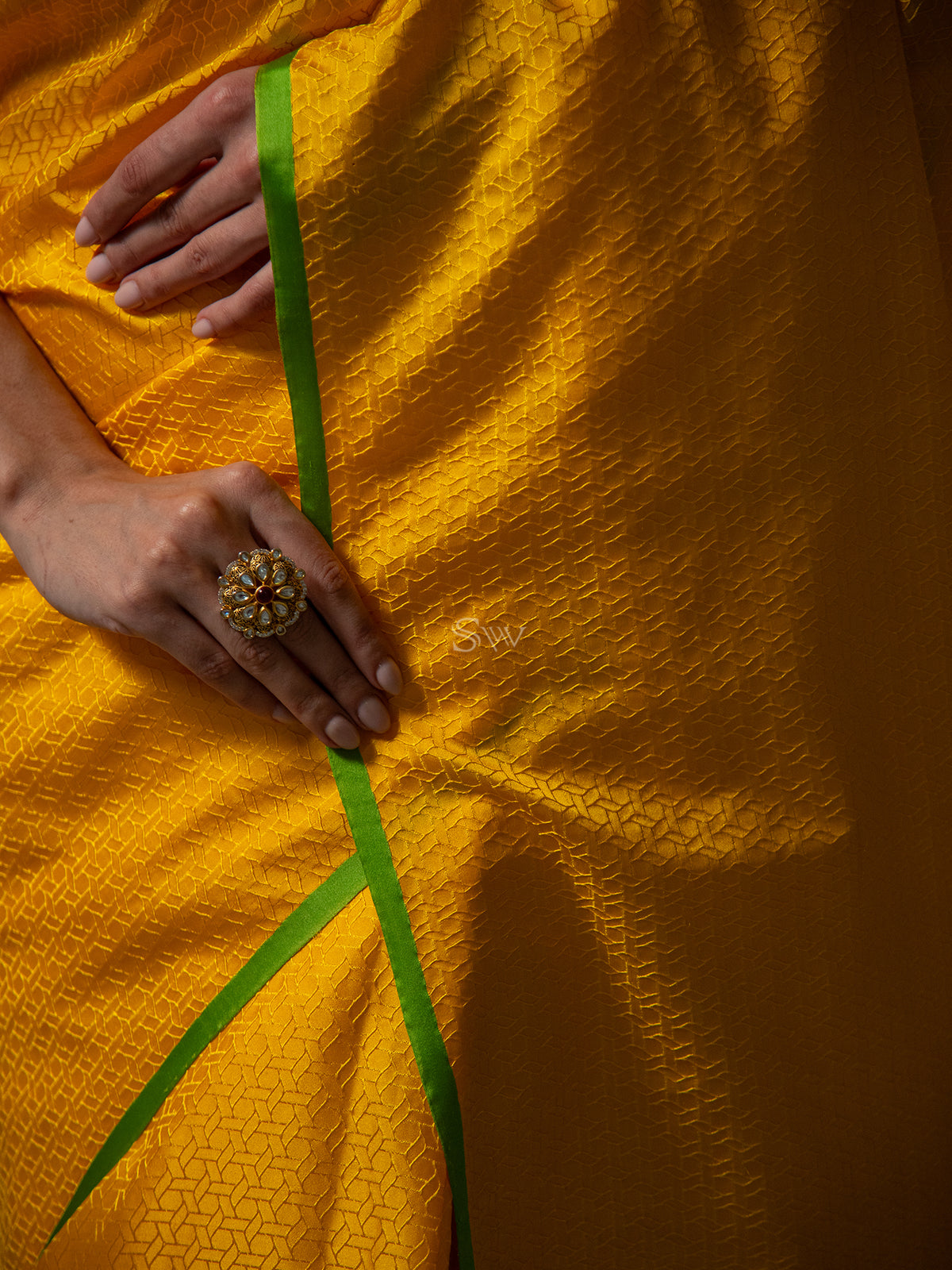 Yellow Satin Tanchoi Handloom Banarasi Saree - Sacred Weaves
