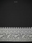 Black Shikargah Brocade Katan Silk Handloom Banarasi Saree - Sacred Weaves