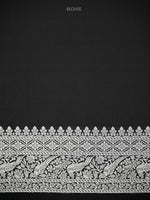 Black Shikargah Brocade Katan Silk Handloom Banarasi Saree - Sacred Weaves
