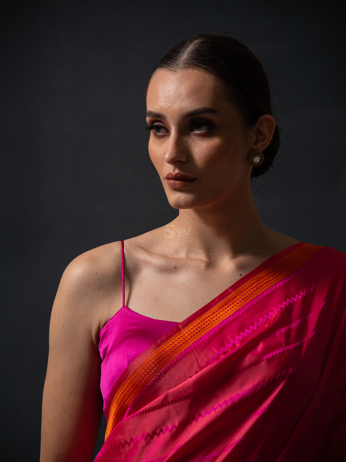 Pink Peach Satin Tanchoi Handloom Banarasi Saree - Sacred Weaves
