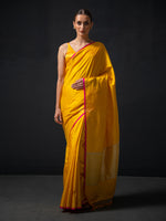 Yellow Satin Tanchoi Handloom Banarasi Saree - Sacred Weaves
