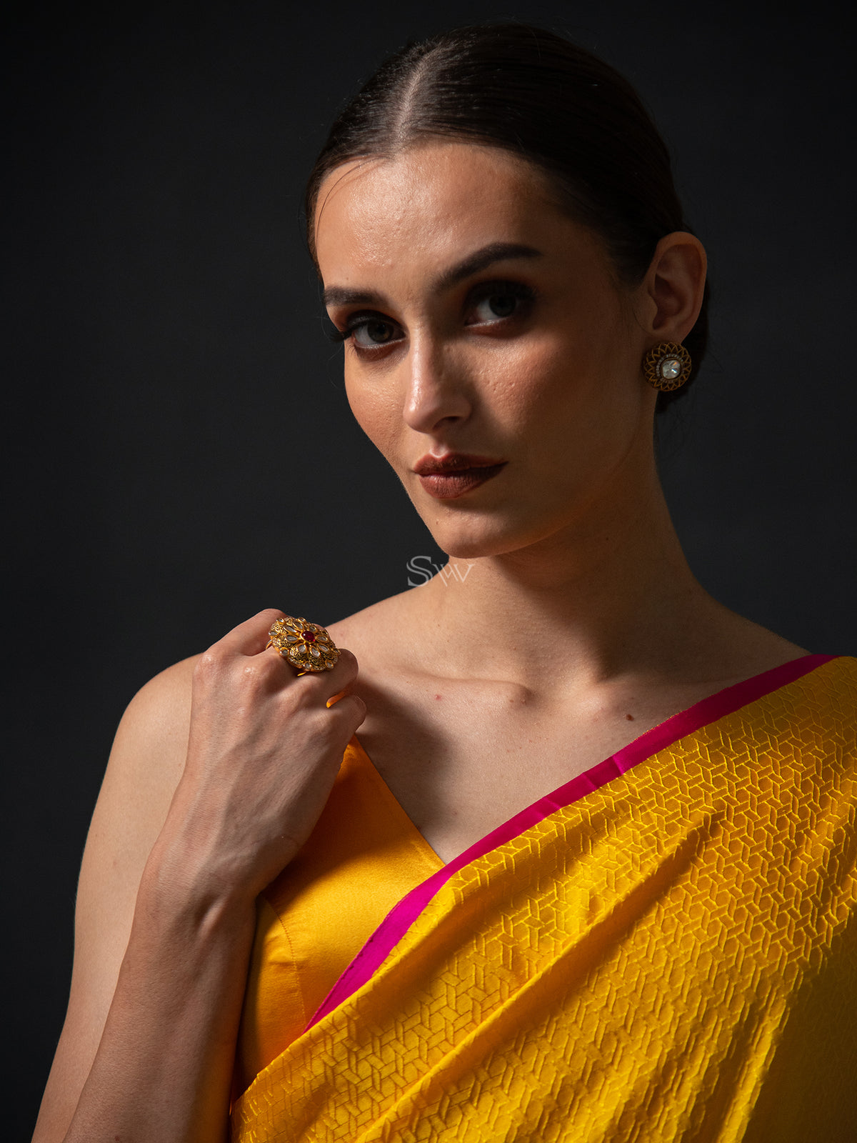 Yellow Satin Tanchoi Handloom Banarasi Saree - Sacred Weaves