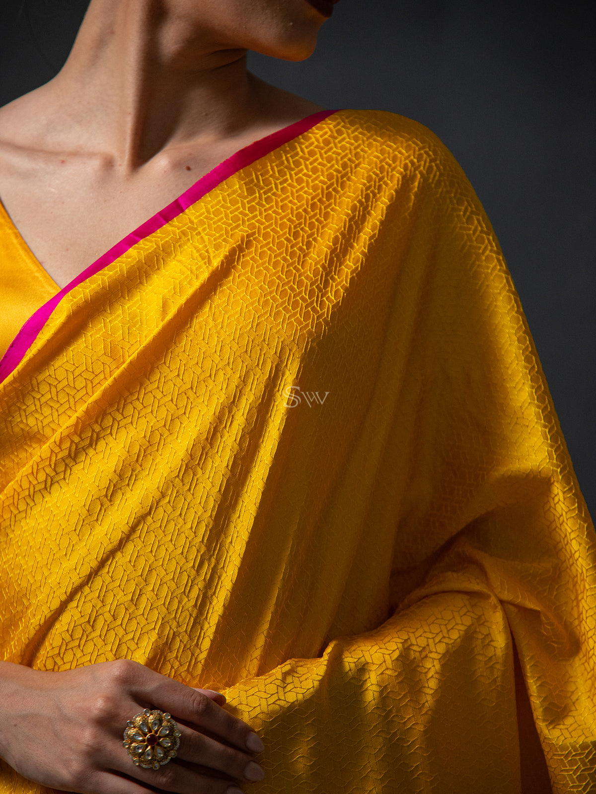 Yellow Satin Tanchoi Handloom Banarasi Saree - Sacred Weaves