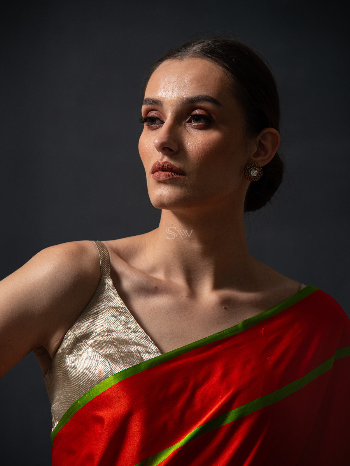 Orange Boota Satin Silk Handloom Banarasi Saree - Sacred Weaves