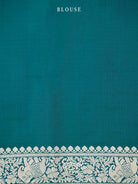 Green Royal Blue Shikargah Katan Silk Handloom Banarasi Saree - Sacred Weaves