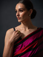 Pink Red Konia Satin Silk Handloom Banarasi Saree - Sacred Weaves