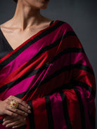 Pink Red Konia Satin Silk Handloom Banarasi Saree - Sacred Weaves