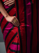 Pink Red Konia Satin Silk Handloom Banarasi Saree - Sacred Weaves