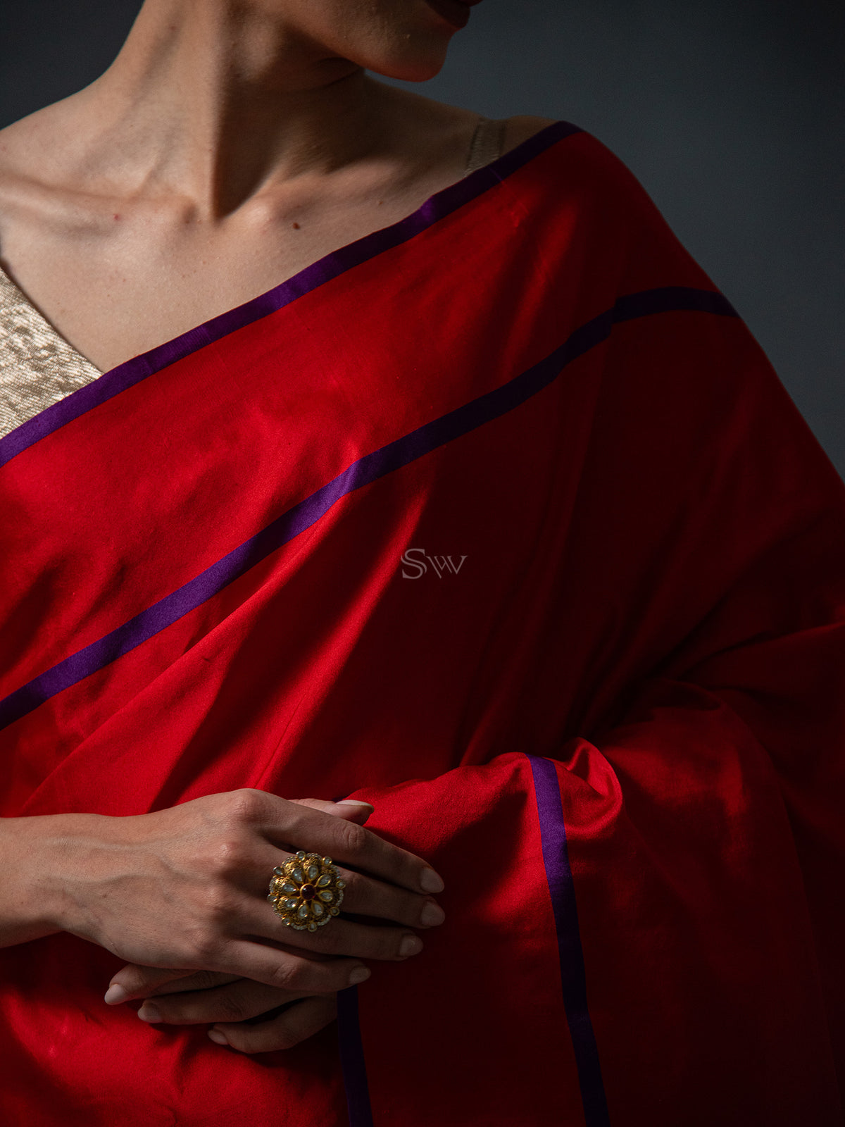 Maroon Sona Roopa Boota Satin Silk Handloom Banarasi Saree - Sacred Weaves