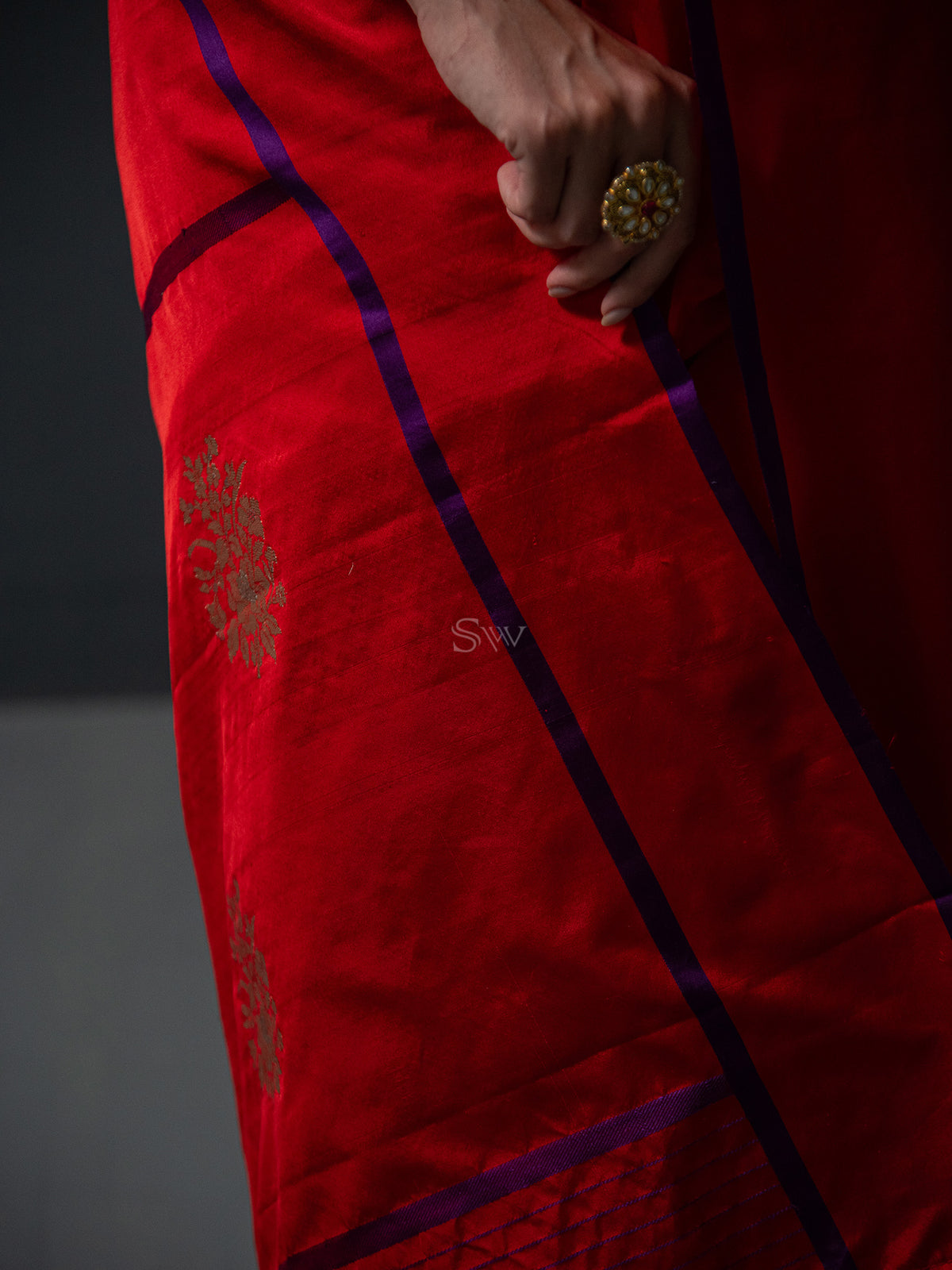 Maroon Sona Roopa Boota Satin Silk Handloom Banarasi Saree - Sacred Weaves