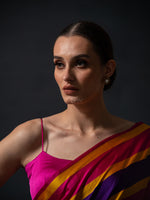 Magenta Purple Konia Satin Silk Handloom Banarasi Saree - Sacred Weaves