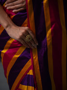 Magenta Purple Konia Satin Silk Handloom Banarasi Saree - Sacred Weaves
