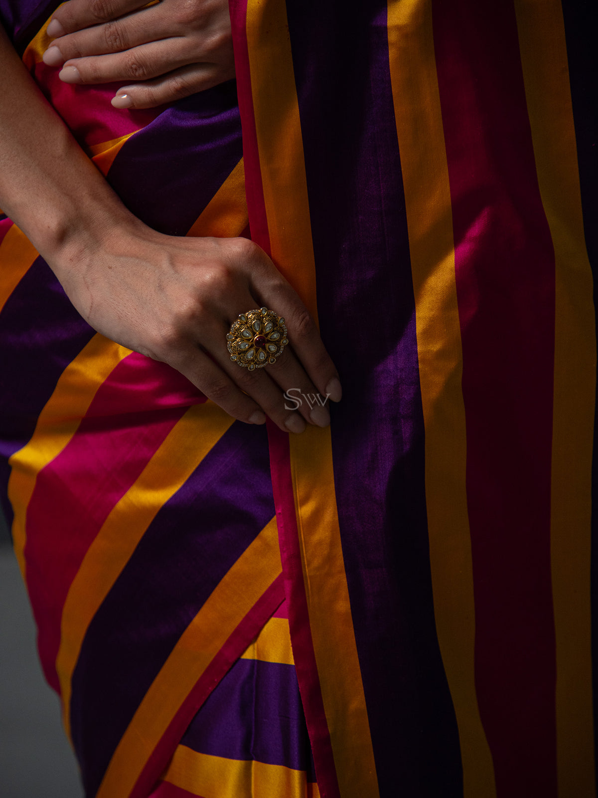 Magenta Purple Konia Satin Silk Handloom Banarasi Saree - Sacred Weaves