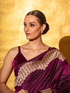 Wine Plain Katan Silk Handloom Banarasi Saree - Sacred Weaves