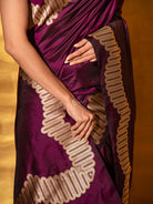 Wine Plain Katan Silk Handloom Banarasi Saree - Sacred Weaves