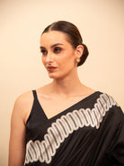 Black Plain Katan Silk Handloom Banarasi Saree - Sacred Weaves