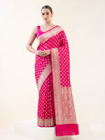 Dark Pink Uppada Katan Silk Handloom Banarasi Saree - Sacred Weaves