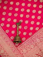 Dark Pink Uppada Katan Silk Handloom Banarasi Saree - Sacred Weaves