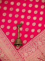 Dark Pink Uppada Katan Silk Handloom Banarasi Saree - Sacred Weaves