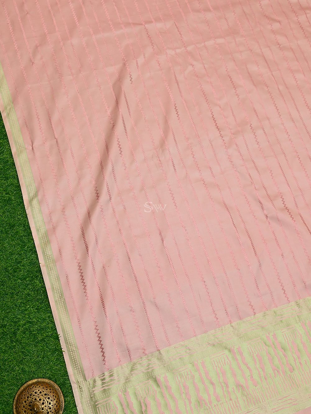 Pastel Pink Satin Tanchoi Handloom Banarasi Saree - Sacred Weaves