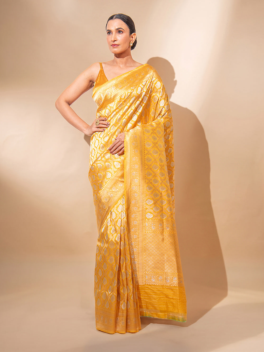 Yellow Uppada Katan Silk Handloom Banarasi Saree