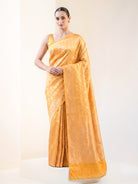Yellow Uppada Katan Silk Handloom Banarasi Saree - Sacred Weaves