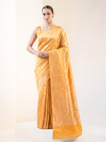 Yellow Uppada Katan Silk Handloom Banarasi Saree - Sacred Weaves