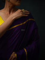 Purple Meenakari Boota Satin Silk Handloom Banarasi Saree - Sacred Weaves