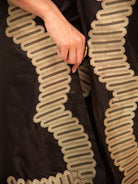 Black Plain Katan Silk Handloom Banarasi Saree - Sacred Weaves