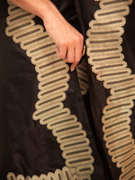 Black Plain Katan Silk Handloom Banarasi Saree - Sacred Weaves
