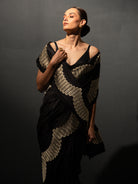 Black Plain Katan Silk Handloom Banarasi Saree - Sacred Weaves