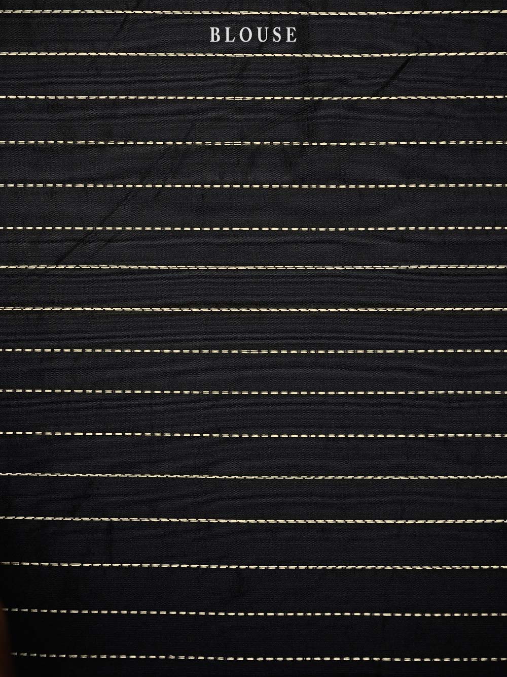 Black Plain Katan Silk Handloom Banarasi Saree - Sacred Weaves