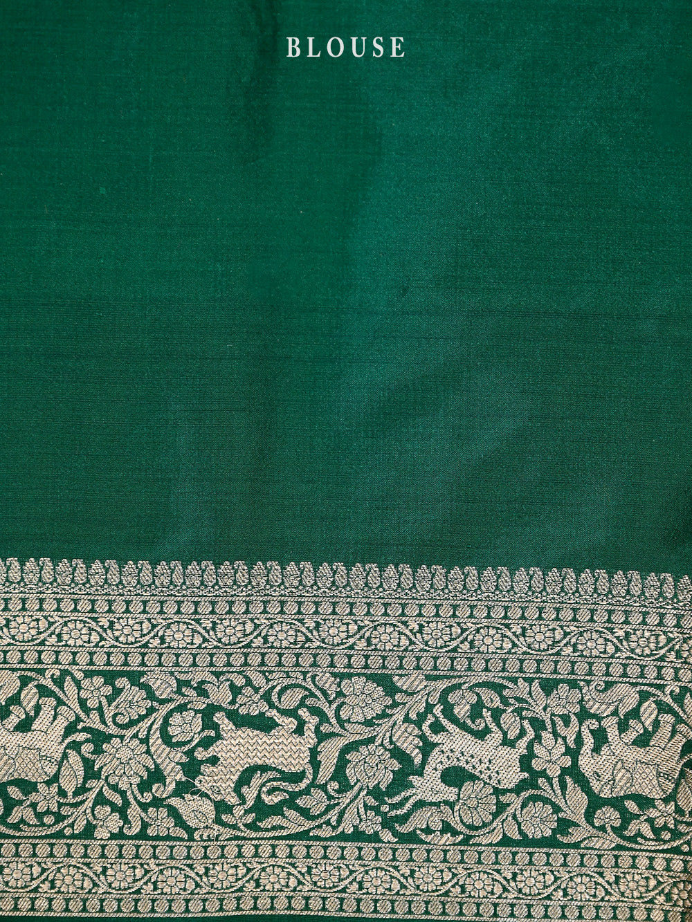 Botte Green Shikargah Brocade Handloom Banarasi Saree - Sacred Weaves