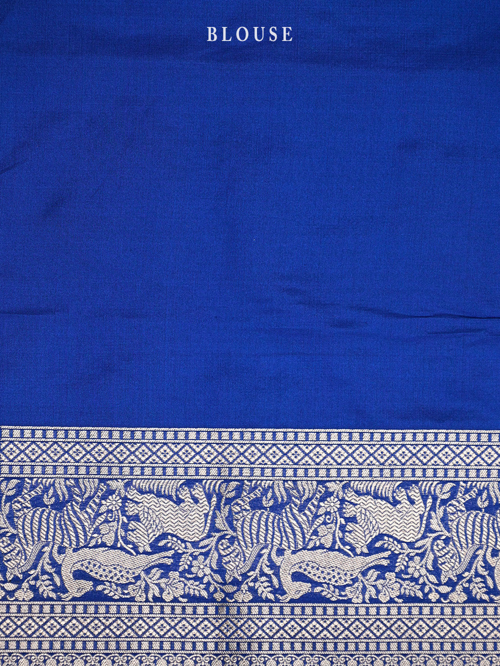 Royal Blue Shikargah Brocade Handloom Banarasi Saree - Sacred Weaves