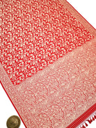 Red Shikargah Brocade Katan Silk Handloom Banarasi Saree - Sacred Weaves
