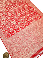 Red Shikargah Brocade Katan Silk Handloom Banarasi Saree - Sacred Weaves