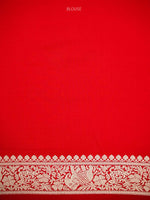Red Shikargah Brocade Katan Silk Handloom Banarasi Saree - Sacred Weaves