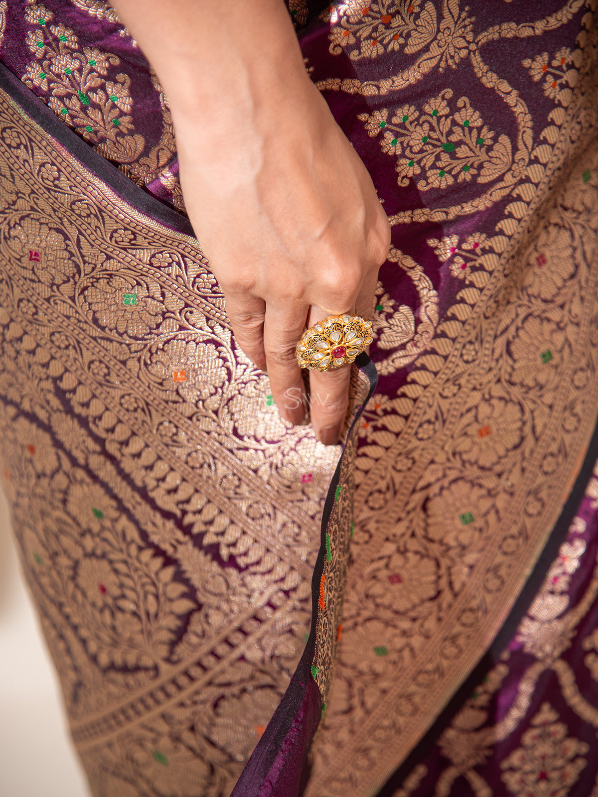 Wine Meenakari Uppada Katan Silk Handloom Banarasi Saree - Sacred Weaves